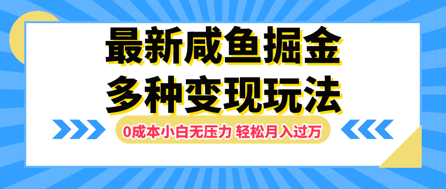 最新咸鱼掘金玩法，更新玩法，0成本小白无压力，多种变现轻松月入过万-项目网
