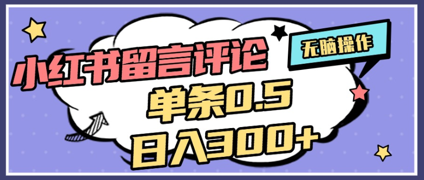 2025年最新小红书评论单条0.5元，日入300＋，无上限，详细操作流程-项目网