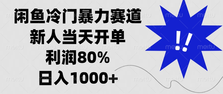 闲鱼冷门暴力赛道，利润80%，日入1000+新人当天开单，-项目网