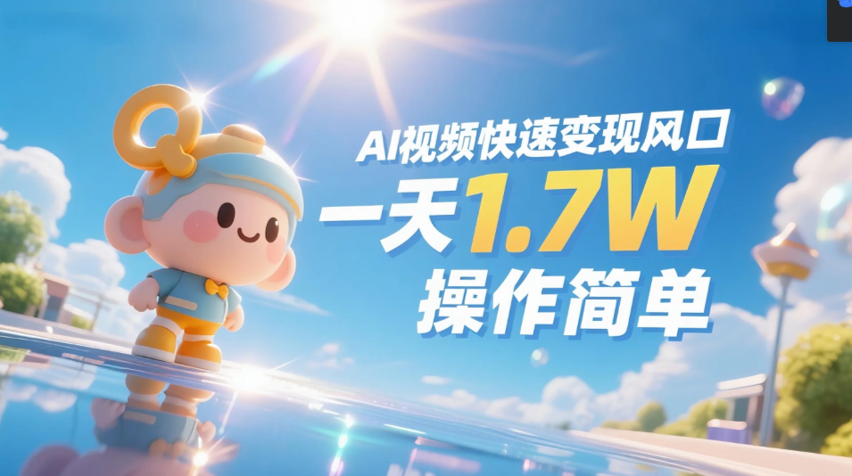 《Ai视频变现风口，一天1.7W，收入无上限，操作简单》-项目网