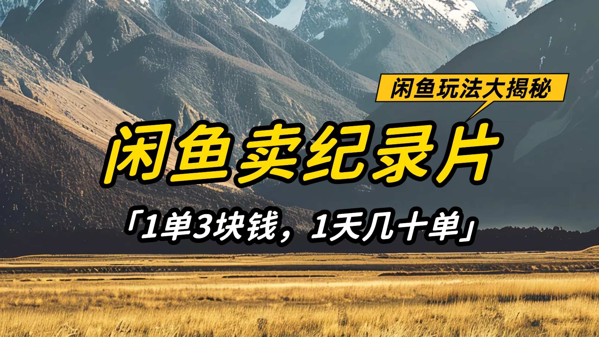闲鱼卖纪录片1单3块钱，1天几十单，项目稳定有潜力-项目网