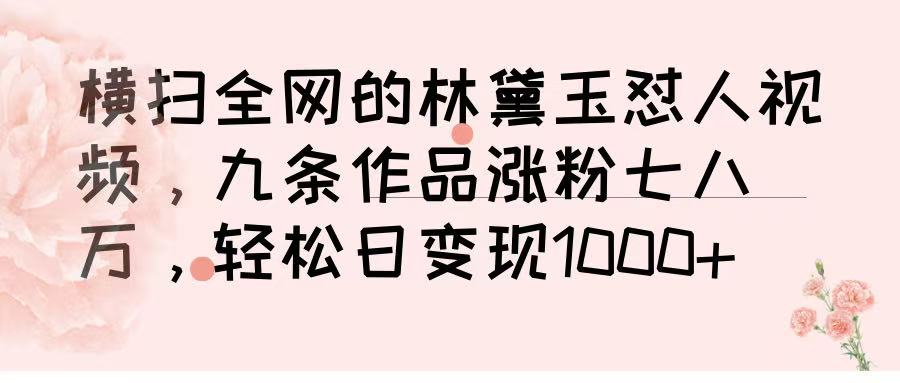 横扫全网的林黛玉怼人视频，九条作品涨粉七八万，轻松日变现 1000➕-项目网