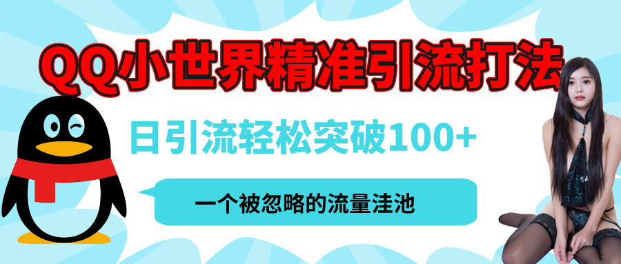 QQ小世界，被严重低估的私域引流平台，流量年轻且巨大，实操单日引流100+创业粉，月精准变现1W+-项目网