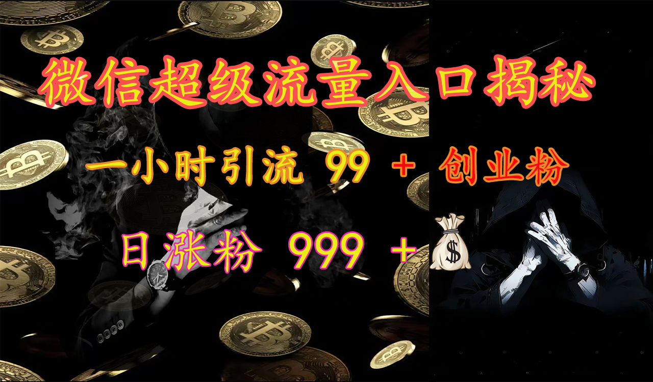 微信超级流量入口揭秘：一小时引流 99 + 创业粉，日涨粉 999 +【揭秘】-项目网