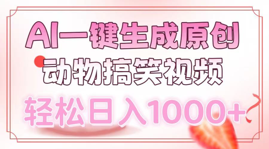 AI一键生成原创动物搞笑视频，轻松日入1000+-项目网