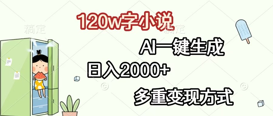 120w字小说，AI一键生成，日入2000+，多重变现方式-项目网