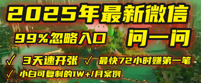 2025年，被99%的人忽视的微信问一问：每天写300字，最快3天就能“开张”赚到第一笔钱，有人已稳定月入1W+！-项目网