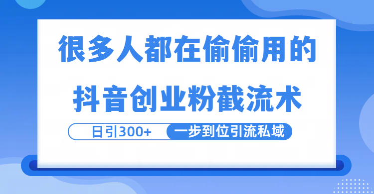 很多人都在偷偷用的抖音创业粉截留术，日引300+，一步到位引流到私域-项目网