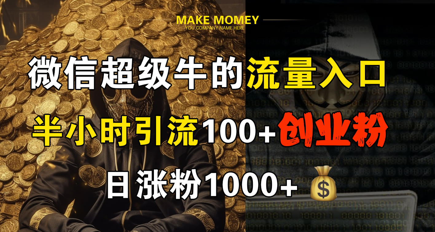 微信超级牛的流量入口，半小时引流100+创业粉，日涨粉1000+-项目网