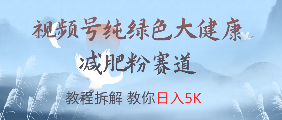 视频号纯绿色大健康粉赛道，教程拆解，教你日入5K-项目网