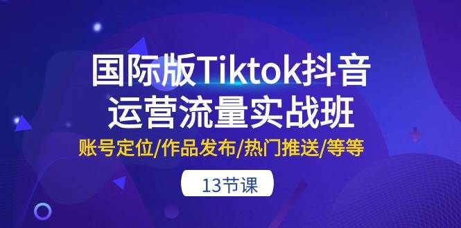 国际版Tiktok抖音运营流量实战班:账号定位/作品发布/热门推送/等等-13节-项目网