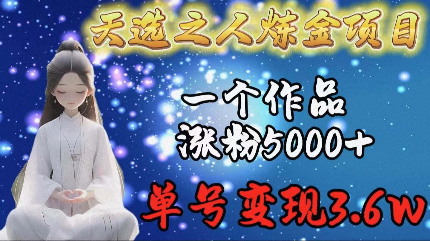 天选之人炼金项目，一个作品涨粉5000+，单号变现3.6w-项目网