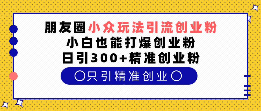 朋友圈小众玩法引流创业粉，小白也能打爆创业粉，日引300+精准创业粉-项目网
