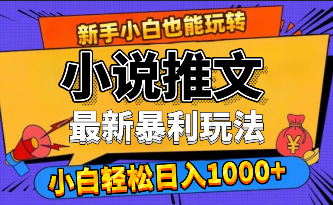 24年最新小说推文暴利玩法，0门槛0风险，轻松日赚1000+-项目网