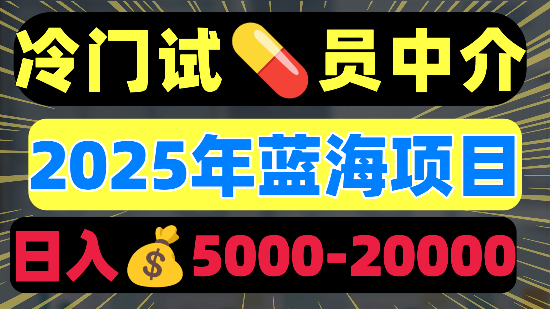 冷门暴力试药员中介日入5000+-项目网