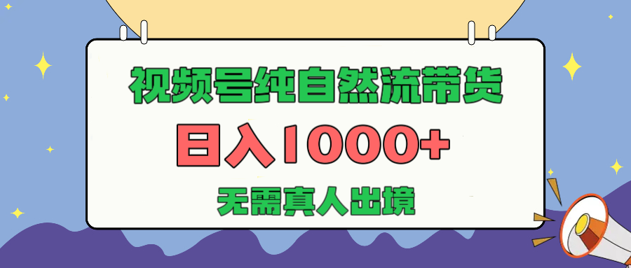 视频号纯自然流带货，日入1000+，无需真人出境，新手小白也可操作-项目网