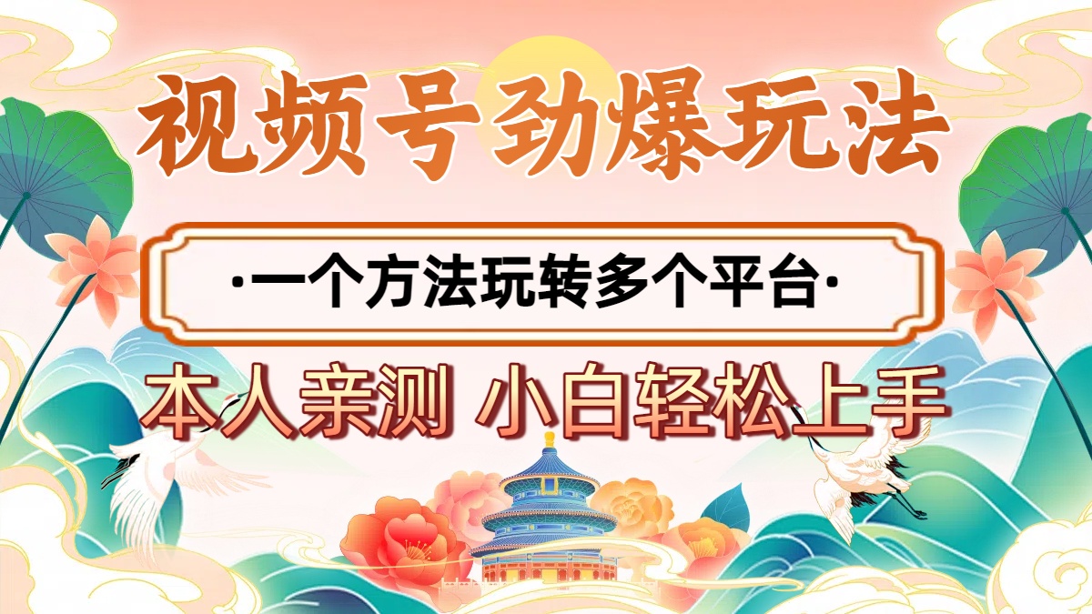 2025年视频号劲爆玩法，一个方法玩转多个平台 小白也能轻松上手-项目网