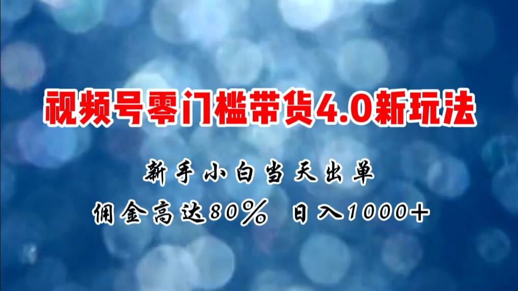 微信视频号零门槛带货4.0新玩法，新手小白当天见收益，日入1000+-项目网