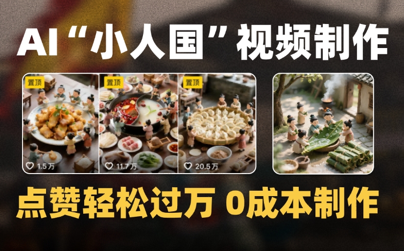 爆款1000W+微缩景观迷你小人国AI视频，0成本制作全流程教学-项目网