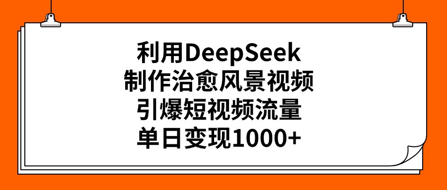 利用DeepSeek制作，治愈风景视频，引爆短视频流量，单日变现1000+-项目网
