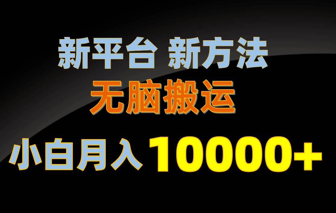 新平台新方法，无脑搬运，月赚10000+，小白轻松上手不动脑-项目网