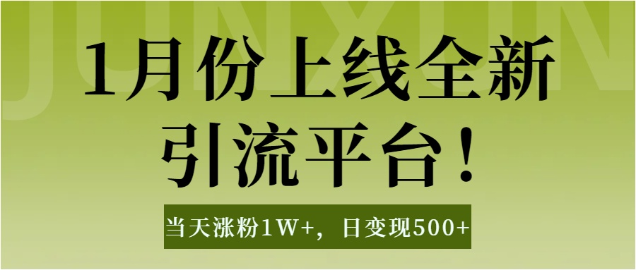1月上线全新引流平台，当天涨粉1W+，日变现500+工具无脑涨粉，解放双手操作简单-项目网