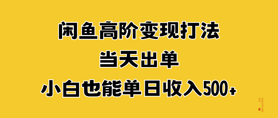 闲鱼高阶变现打法，当天出单，小白也能单日收入500+-项目网