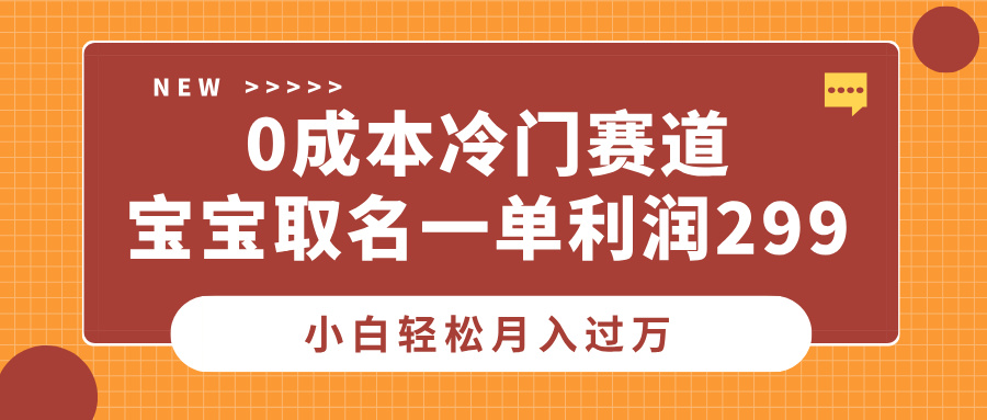 0成本冷门赛道，宝宝取名一单利润299，小白轻松月入过万-项目网