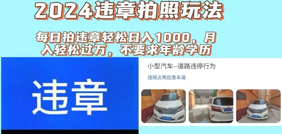 2024违章拍照新玩法，推广躺赚+拍照赚钱双模式，日入1000+-项目网