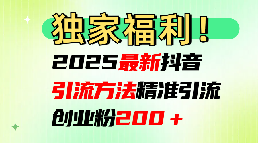 2025最新抖音引流方法每日精准引流创业粉200+-项目网