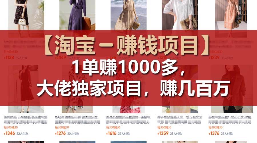 【淘宝赚钱项目】1单可赚1000多，大佬独家项目，年赚几百万-项目网