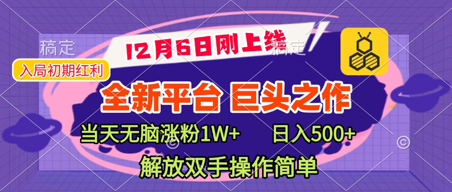 全新引流平台,巨头之作,当天无脑涨粉1W+,日入现500+,解放双手操作简单-项目网