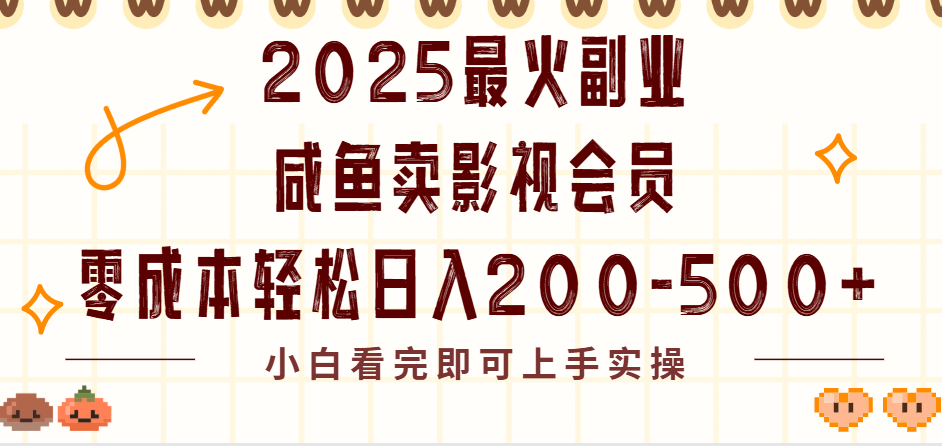 2025最火副业闲鱼卖vip影视会员，零成本日入200-500-项目网