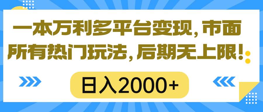 一本万利多平台变现，市面所有热门玩法，日入2000+，后期无上限！-项目网