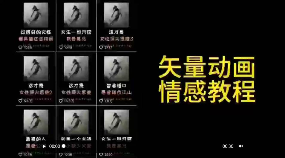 矢量动画情感教程：高点赞涨粉，适合情感、思维、创业教育等赛道-项目网