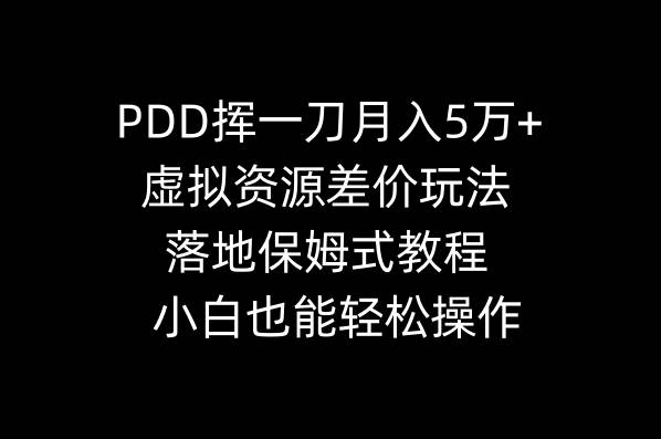 PDD挥一刀月入5万+,虚拟资源差价玩法,落地保姆式教程,小白也能轻松操作-项目网