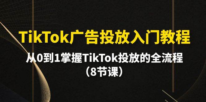 TikTok广告投放入门教程，从0到1掌握TikTok投放的全流程（8节课）-项目网