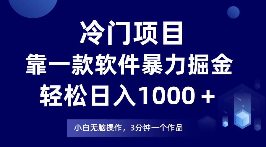 冷门项目，靠一款软件暴力掘金日入1000＋，小白轻松上手第二天见收益-项目网