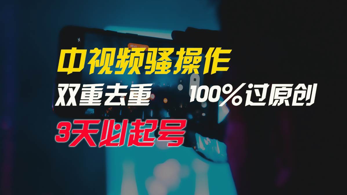 中视频骚操作，双重去重100%过原创，3天比必起号，简单无脑，月入3W+-项目网