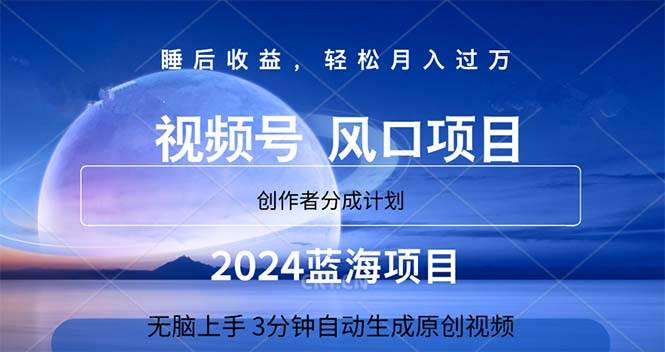 2024蓝海项目，3分钟自动生成视频，月入过万-项目网