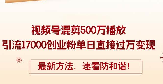 精华帖视频号混剪500万播放引流17000创业粉,单日直接过万变现,最新方…-项目网