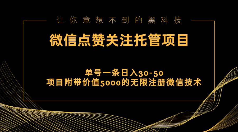 视频号托管点赞关注，单微信30-50元，附带价值5000无限注册微信技术-项目网
