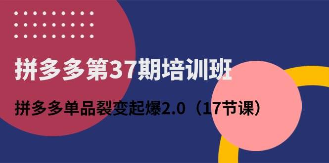 拼多多第37期培训班：拼多多单品裂变起爆2.0（17节课）-项目网