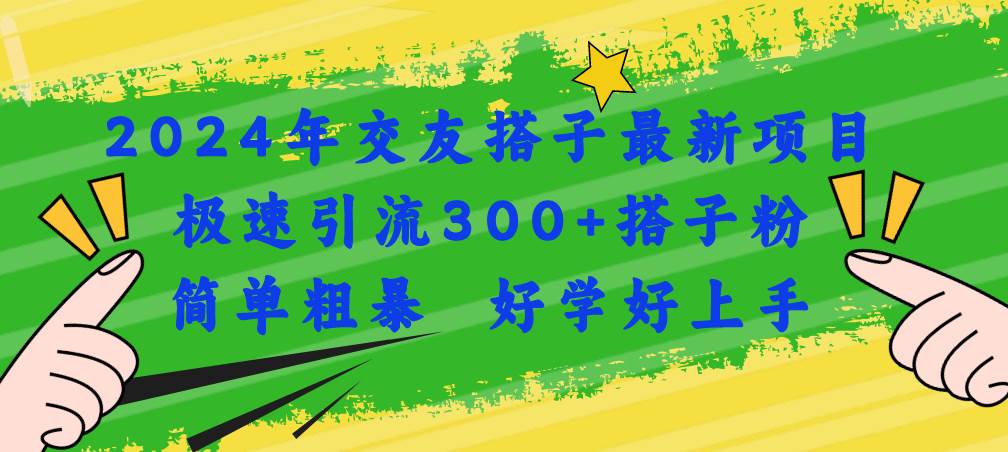 2024年交友搭子最新项目，极速引流300+搭子粉，简单粗暴，好学好上手-项目网