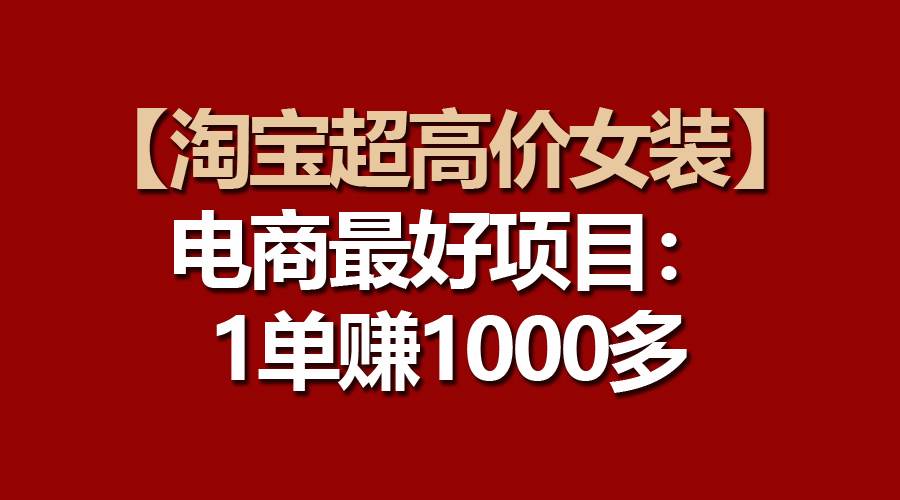 【淘宝超高价女装】电商最好项目：一单赚1000多-项目网
