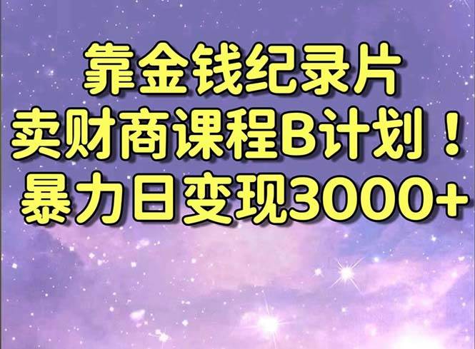 靠金钱纪录片卖财商课程B计划！暴力日变现3000+，喂饭式干货教程！-项目网