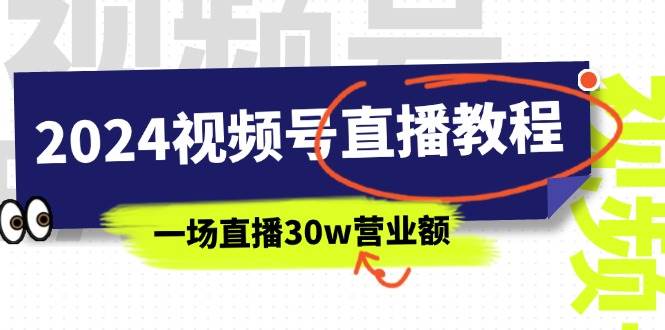 2024视频号直播教程：视频号如何赚钱详细教学，一场直播30w营业额（37节）-项目网
