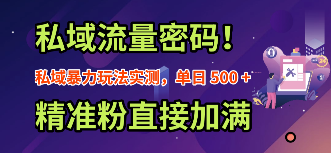 私域流量密码！私域暴力玩法实测，单日 500 + 精准粉直接加满-项目网