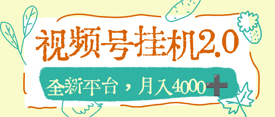 视频号挂机2.0玩儿法，全新平台，月入4000+-项目网
