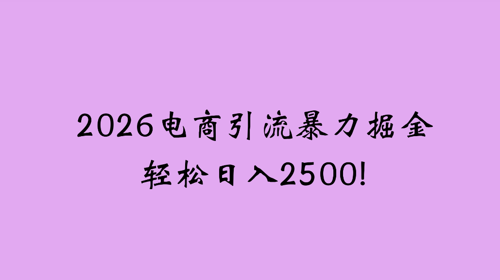 2026电商引流新玩法，日引200，日可入2500+-项目网